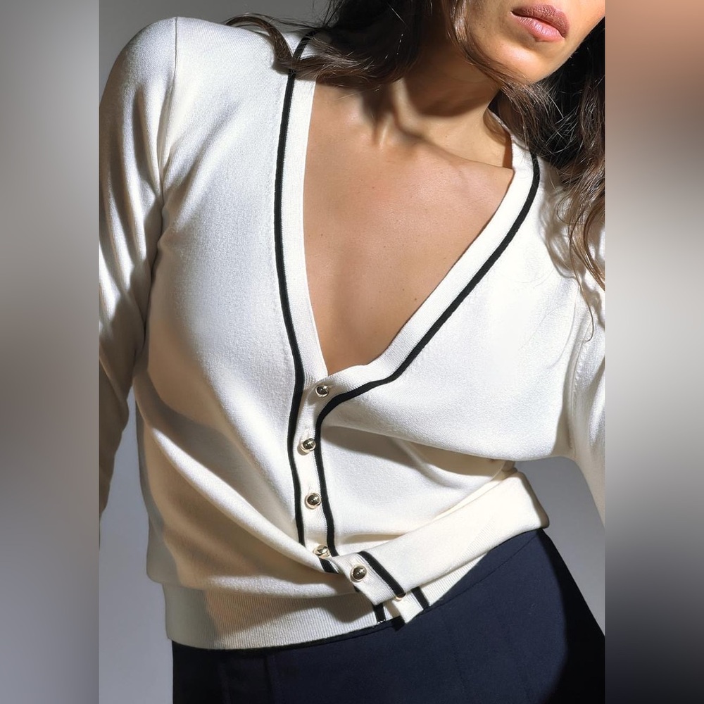 ZARA NWT KNIT CARDIGAN WITH PIPE size XXL